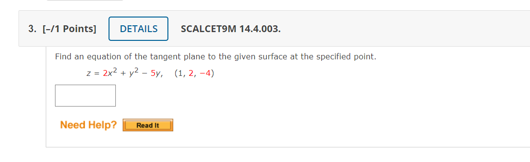 Solved 1. [-/1 Points] DETAILS SCALCET9M 14.4.001. The graph | Chegg.com