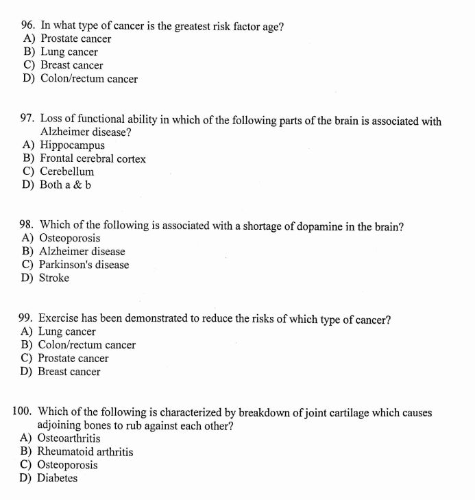 Solved 96. In What Type Of Cancer Is The Greatest Risk | Chegg.com