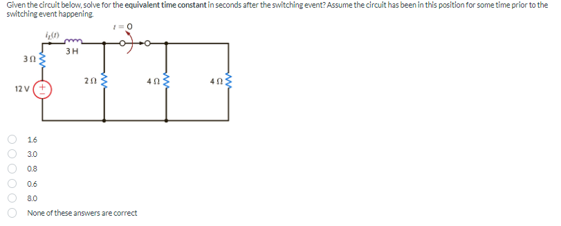 Solved Given the circuit below, solve for the initial | Chegg.com