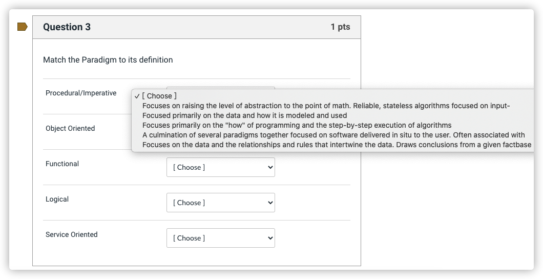 Solved Question 3 1 pts U Match the Paradigm to its | Chegg.com