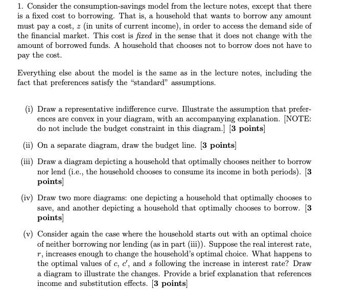 Solved 1. Consider The Consumption-savings Model From The | Chegg.com