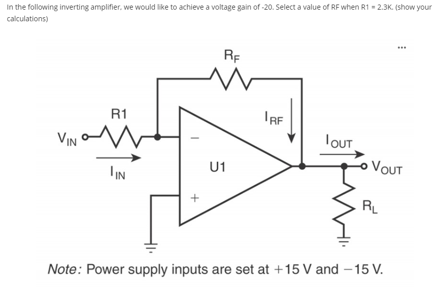 Solved In The Following Inverting Amplifier, We Would Like | Chegg.com