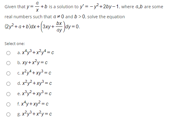 Solved A X Given That Y=4+b Is A Solution To Y'= - Y2 | Chegg.com