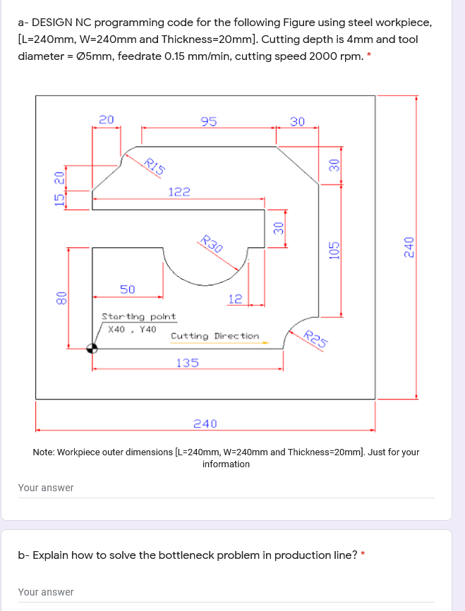 Solved a- DESIGN NC programming code for the following | Chegg.com