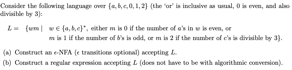 Solved Consider The Following Language Over {a,b,c, 0, 1, 2} | Chegg.com