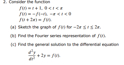 Solved 2. Consider the function f(t) = 1+1, 0 | Chegg.com