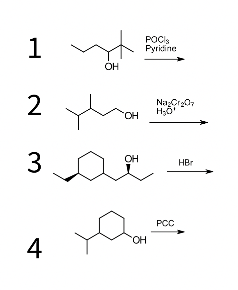Solved 1 РОСІЗ Pyridine ОН 2 Na2Cr2O7 H30+ ОН 3 ОН HBr PCC | Chegg.com