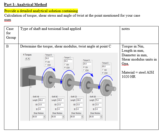 Solved Part 1 Analytical Method Provide a detailed