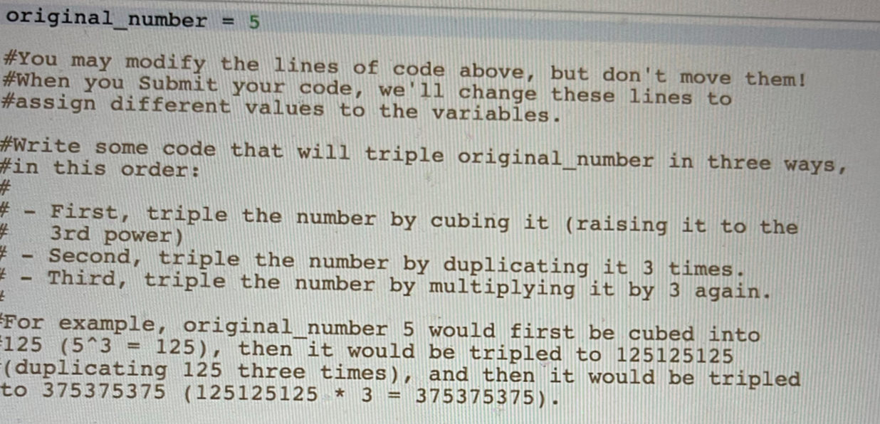 Solved original_number = 5 #You may modify the lines of code | Chegg.com