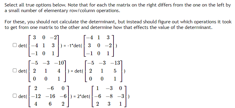 Solved Select all true options below. Note that for each the | Chegg.com