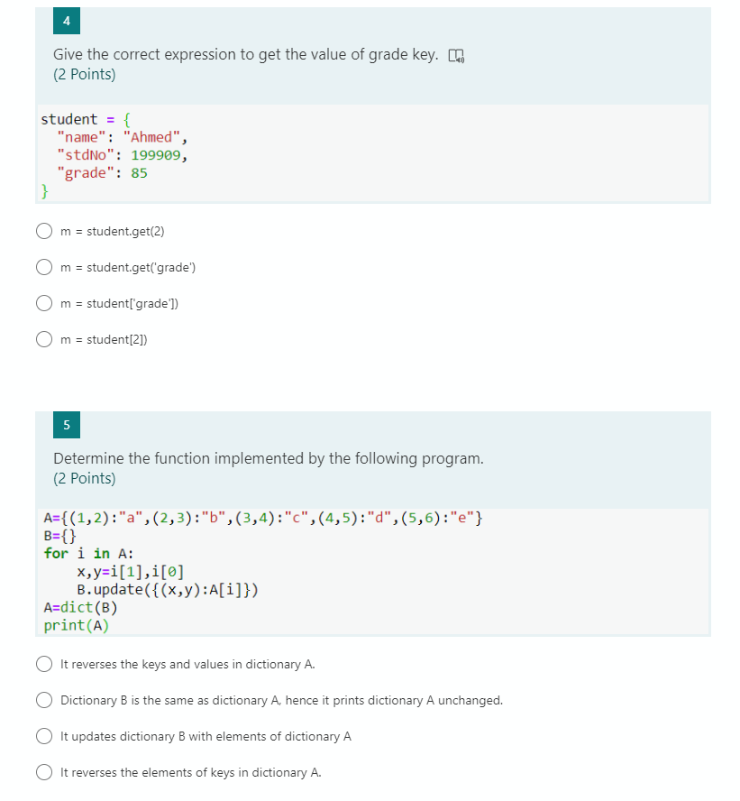 Solved 4 Give the correct expression to get the value of | Chegg.com