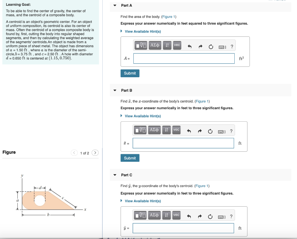 Solved Learning Goal: Part A To be able to find the center | Chegg.com