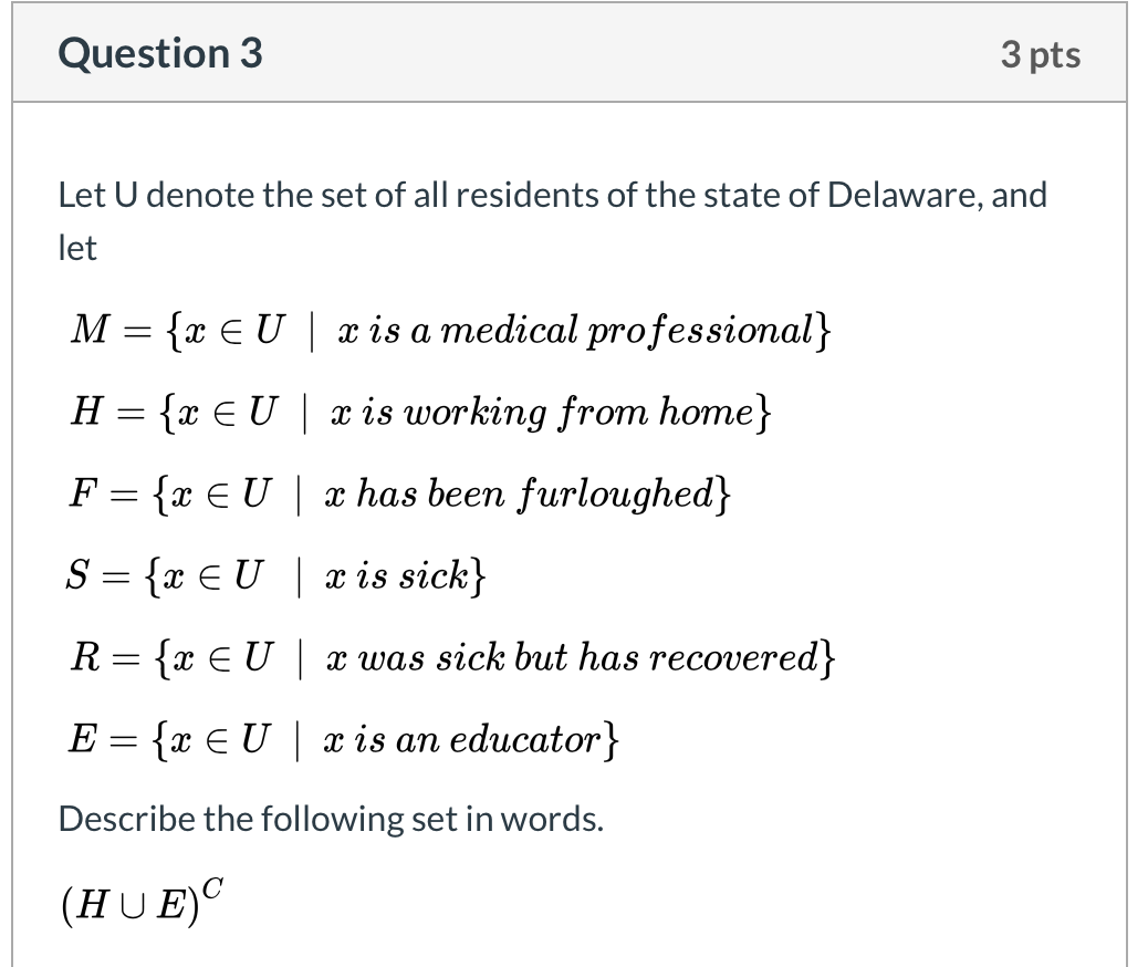 Solved Question 2 5 Pts Let A B And C Be Subsets Of A U Chegg Com