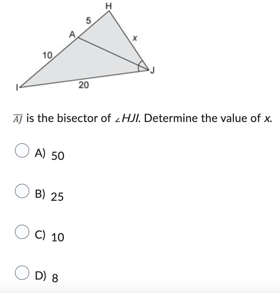 Solved AJ is the bisector of ∠HJl. Determine the value of x. | Chegg.com