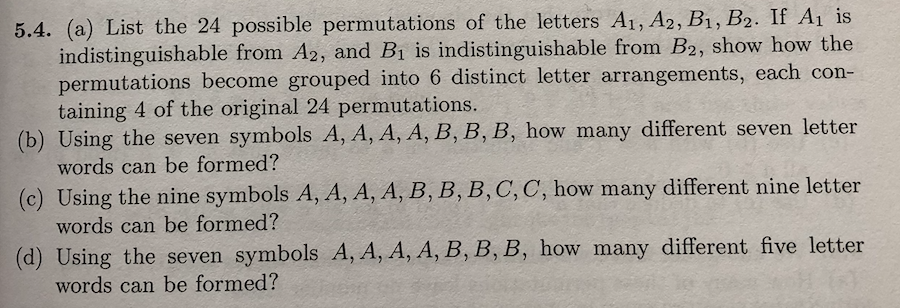 Solved 5.4. (a) List The 24 Possible Permutations Of The | Chegg.com