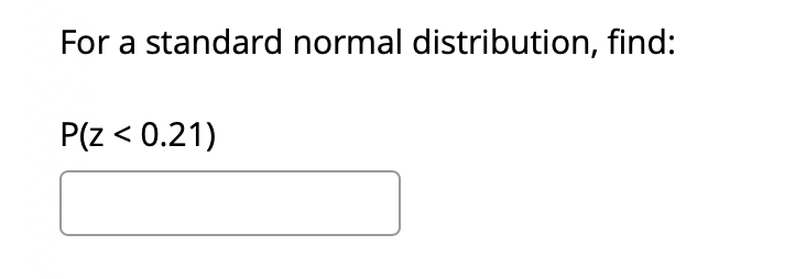 Solved For a standard normal distribution find P Z 0.21