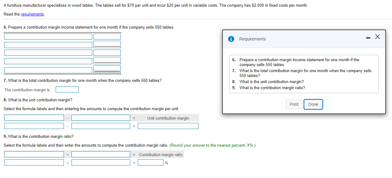 Solved A furniture manufacturer specializes in wood tables.