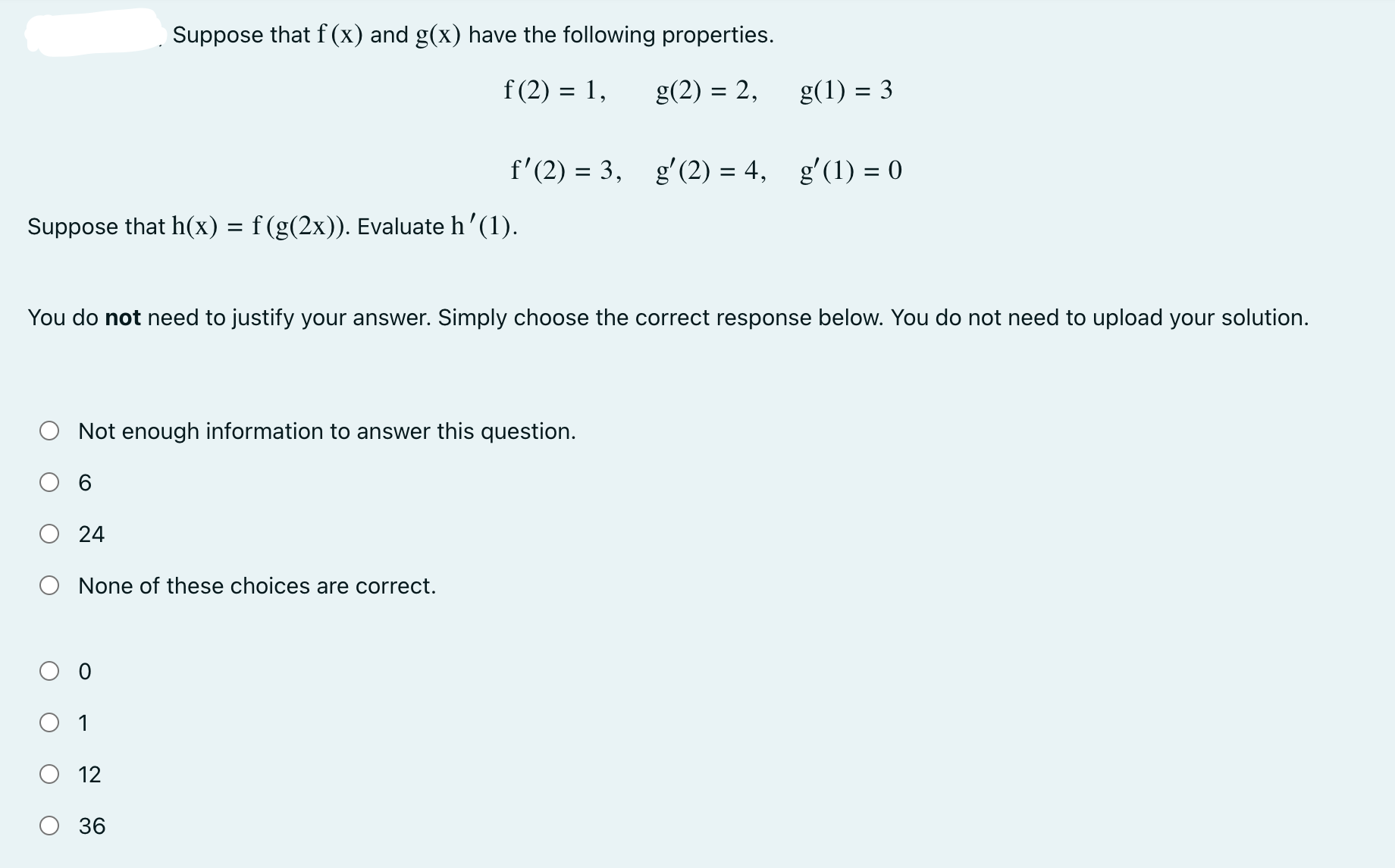Solved Suppose that f(x) and g(x) have the following | Chegg.com