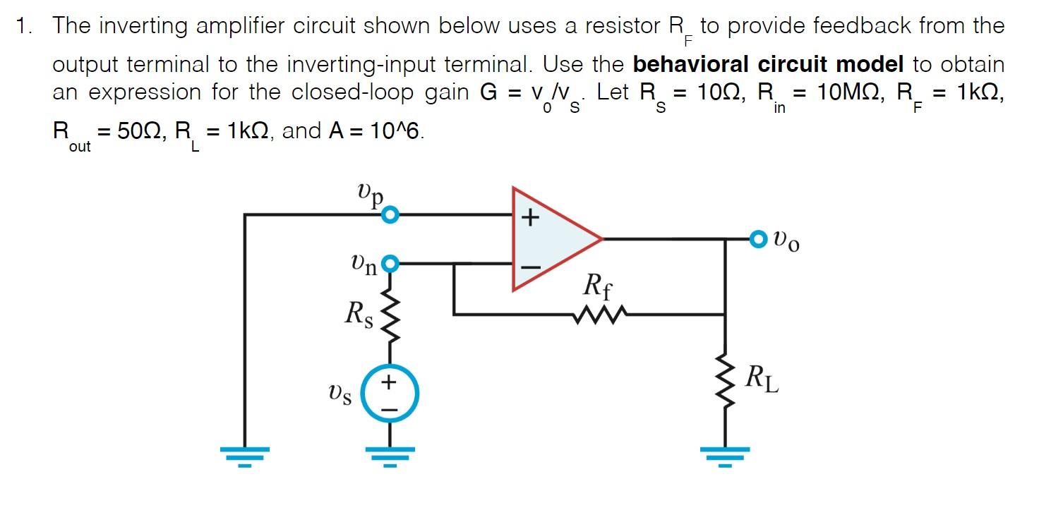 Solved 1. The Inverting Amplifier Circuit Shown Below Uses A | Chegg.com