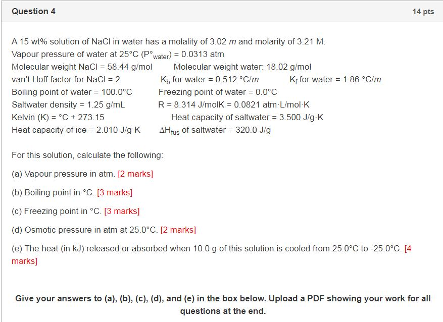 boiling and freezing point of seawater