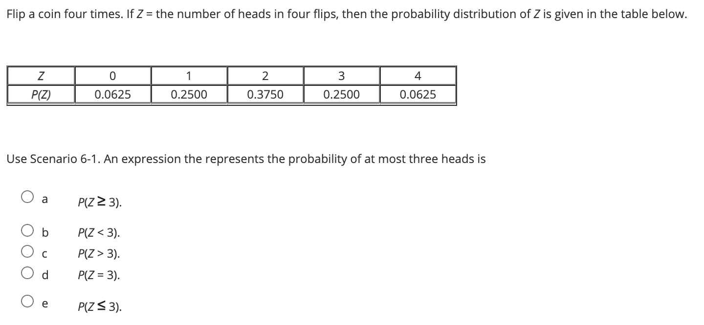 Solved An expression the represents the probability of at | Chegg.com