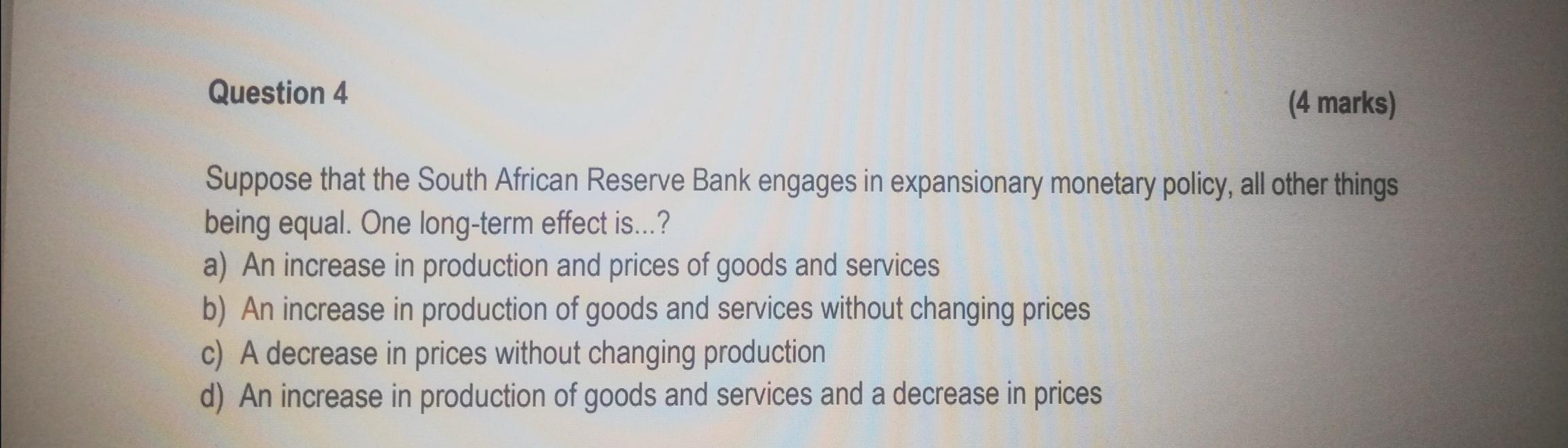Solved Suppose that the South African Reserve Bank engages | Chegg.com