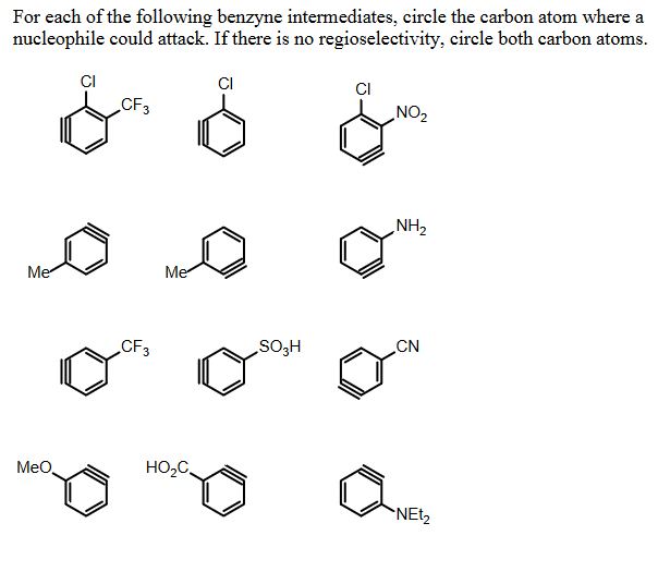 Solved For each of the following benzyne intermediates, | Chegg.com