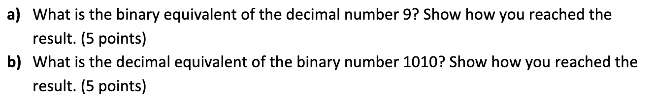 decimal number 5 is equivalent to binary