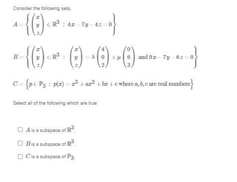 Solved Consider the following sets. | Chegg.com