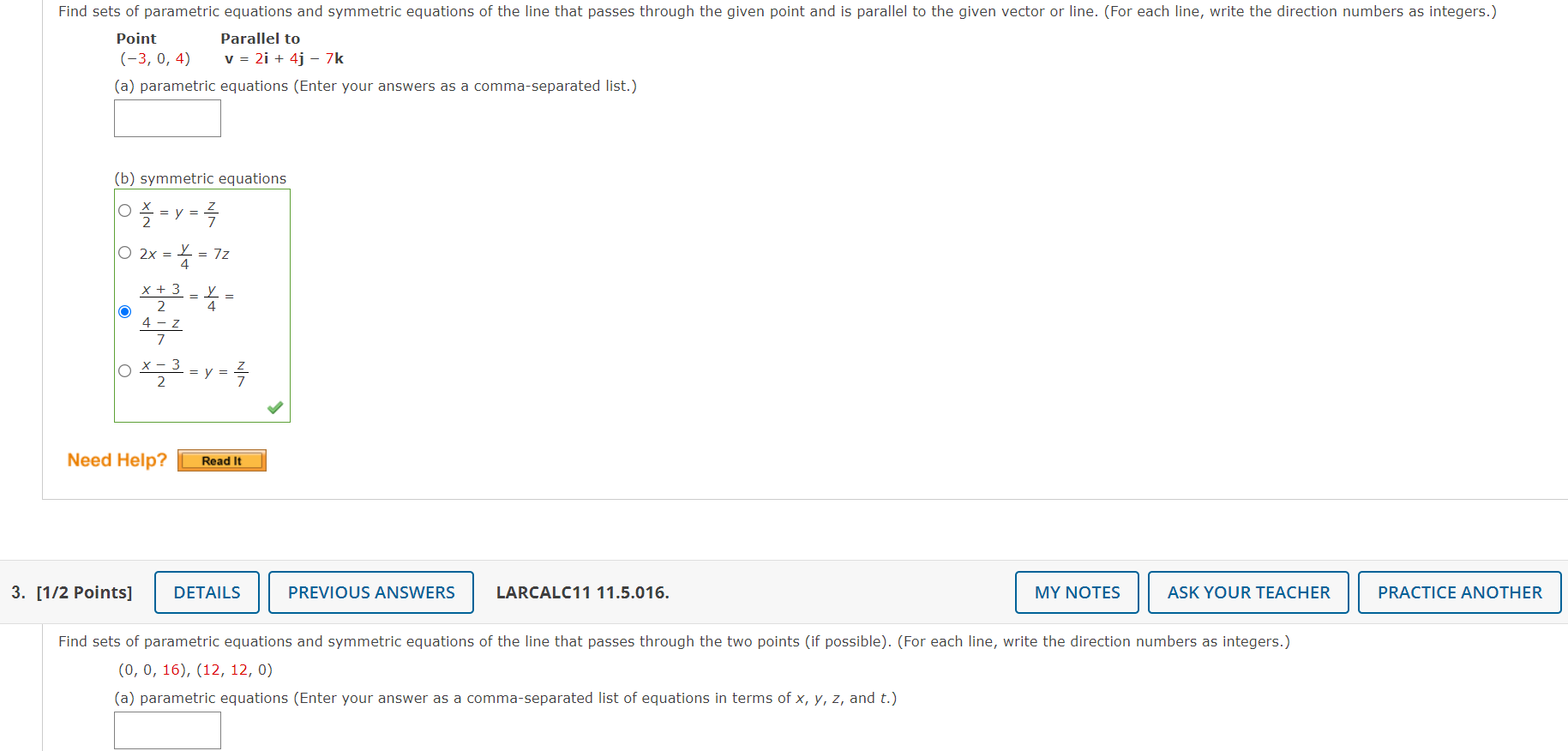 Solved Find Sets Of Parametric Equations And Symmetric