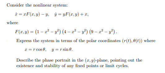 Solved Consider The Nonlinear System: | Chegg.com