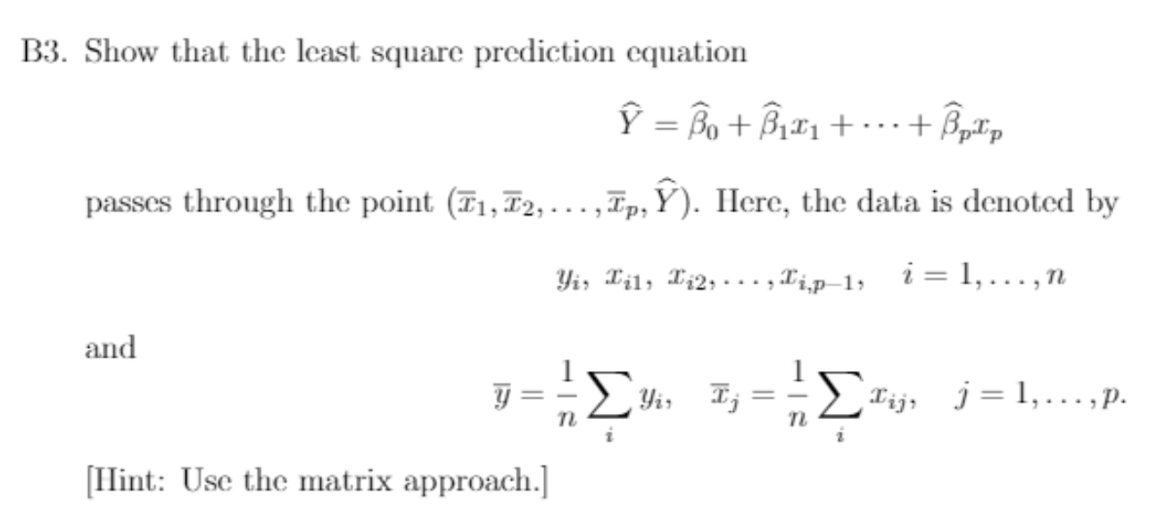 Show That The Least Square Prediction Equation U Chegg Com