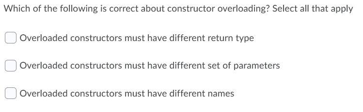 Solved Which of the following is correct about constructor | Chegg.com