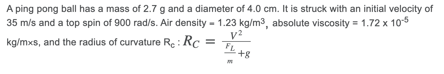 Solved Calculate the reynolds number calculate the spin | Chegg.com