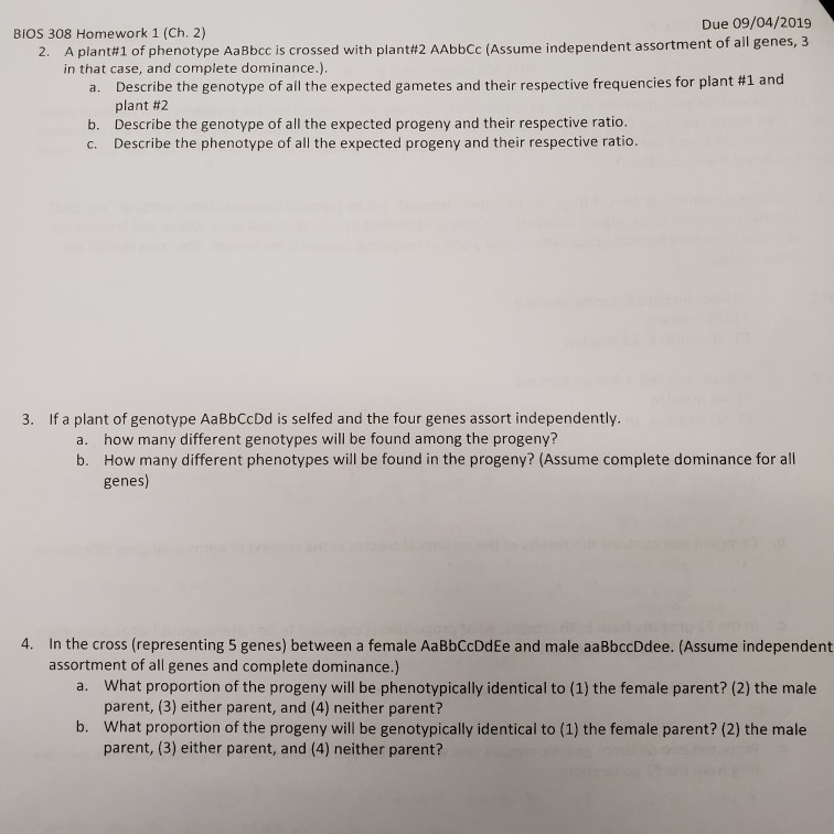 Solved BIOS 308 Homework 1 (Ch. 2) Due 09/04/2019 2. A | Chegg.com