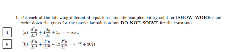 Solved 1. For Each Of The Following Differential Equations, | Chegg.com