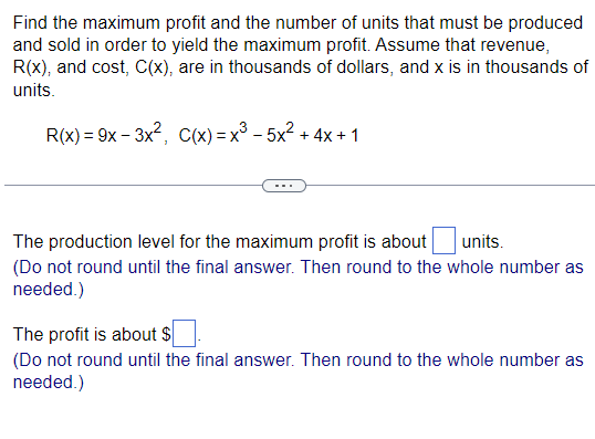 Solved Find the maximum profit and the number of units that | Chegg.com