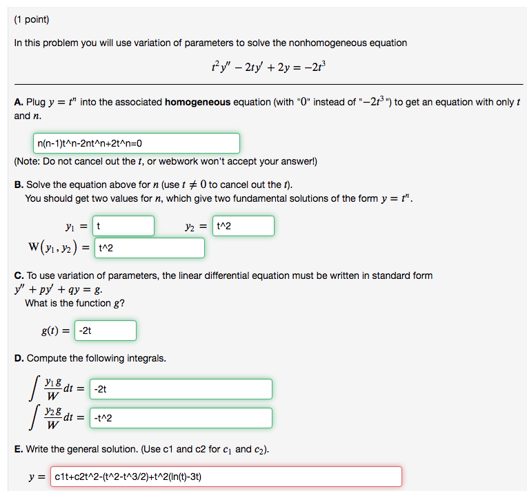 Solved (1 point) In this problem you will use variation of | Chegg.com