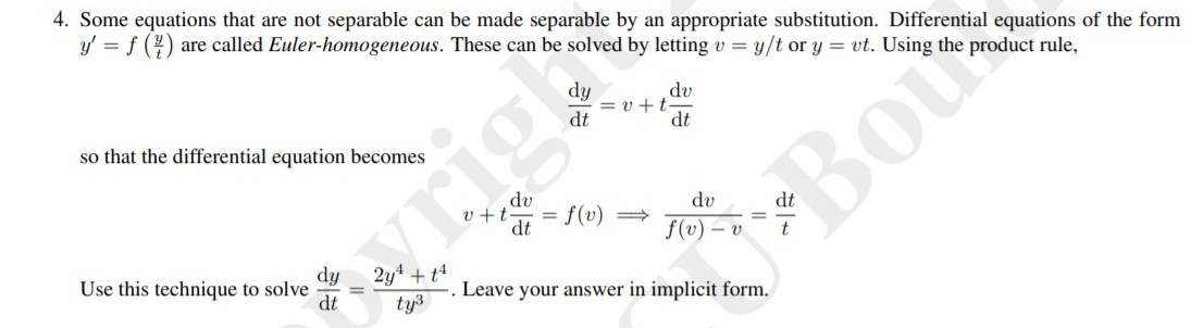 Solved 4 Some Equations That Are Not Separable Can Be Ma Chegg Com