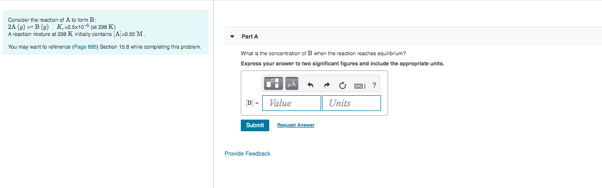 Solved Consider The Reaction Of A To Form B: 2A (9)=B (9) K | Chegg.com