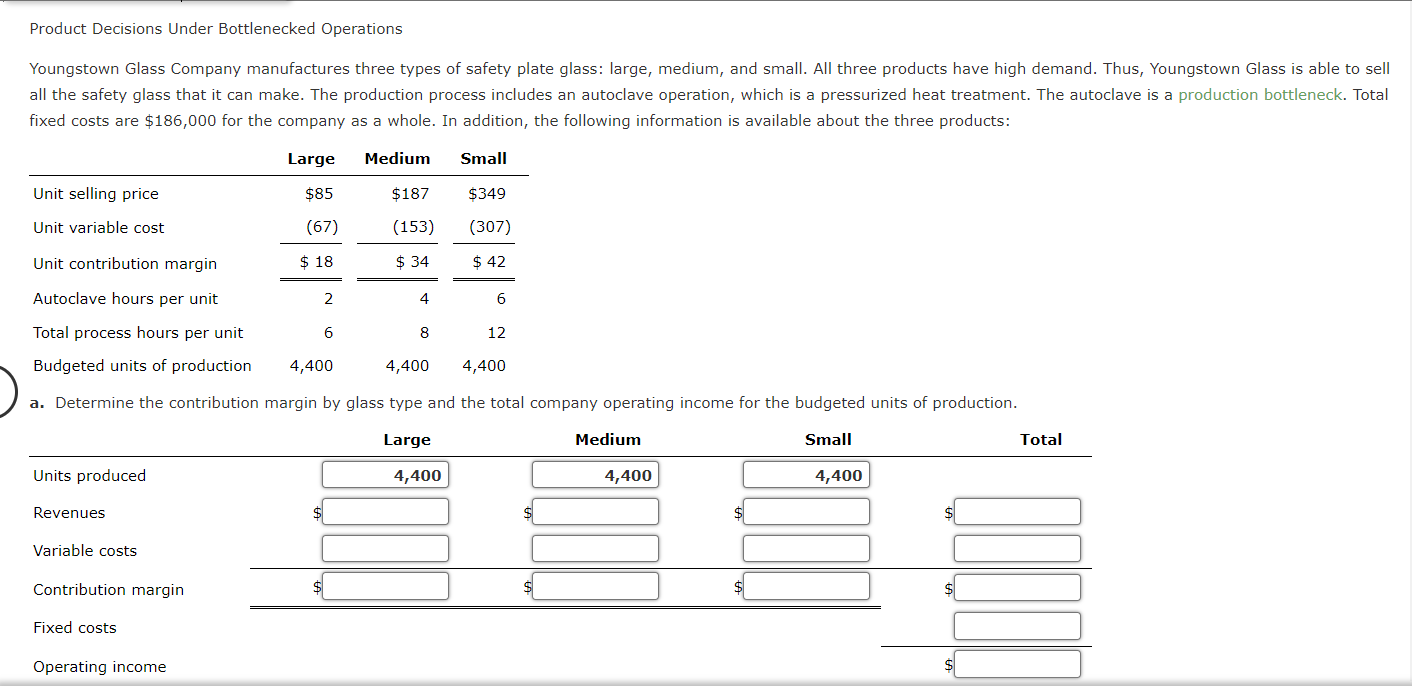 Solved Product Decisions Under Bottlenecked Operations fixed | Chegg.com