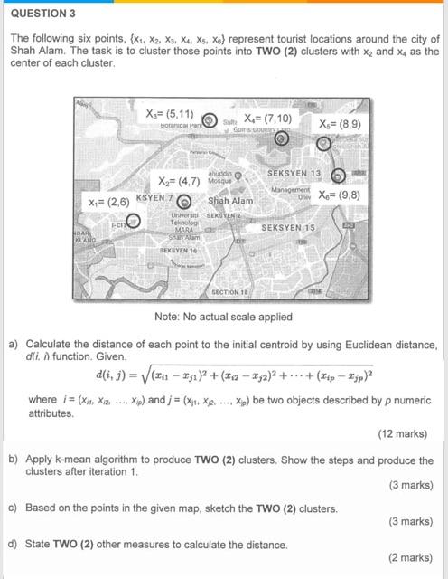 The following six points, {x1,x2,x3,x4,x5,x6} | Chegg.com