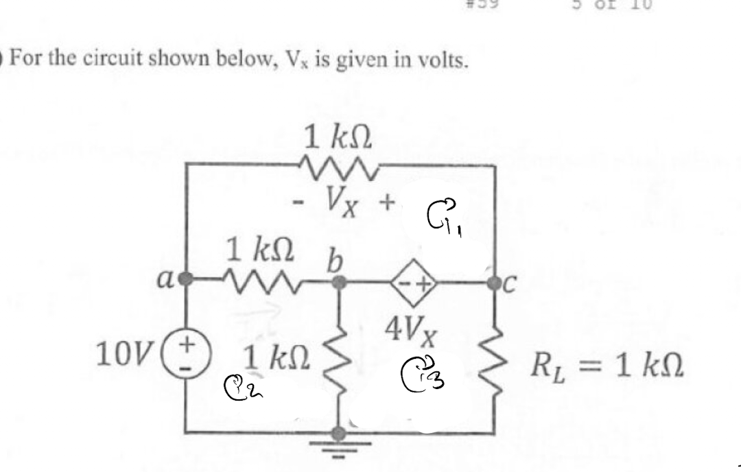 Solved For the circuit shown below, Vx is ﻿given in ﻿volts. | Chegg.com