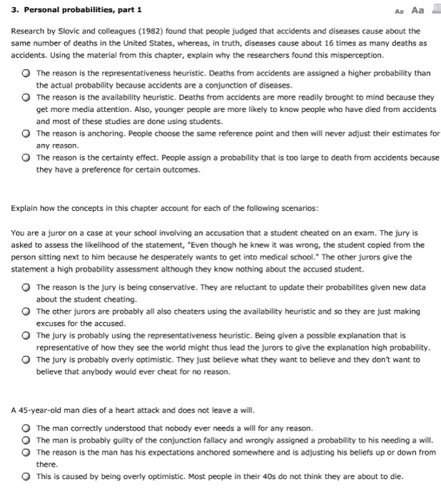 Personal Probability Solved 1. How personal probabilities can be distorted Aa Aa | Chegg.com