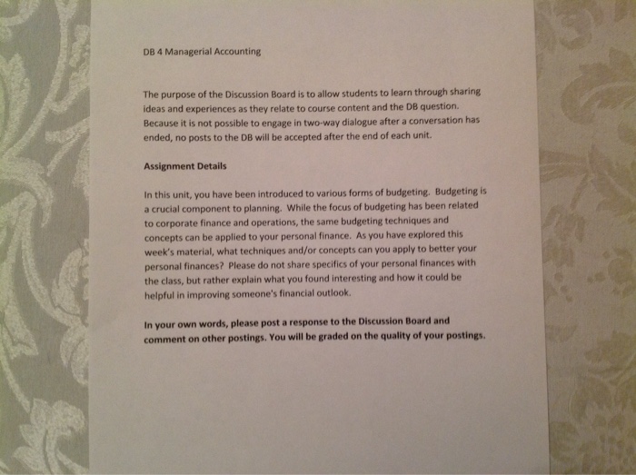 Solved The purpose of the Discussion Board is to allow