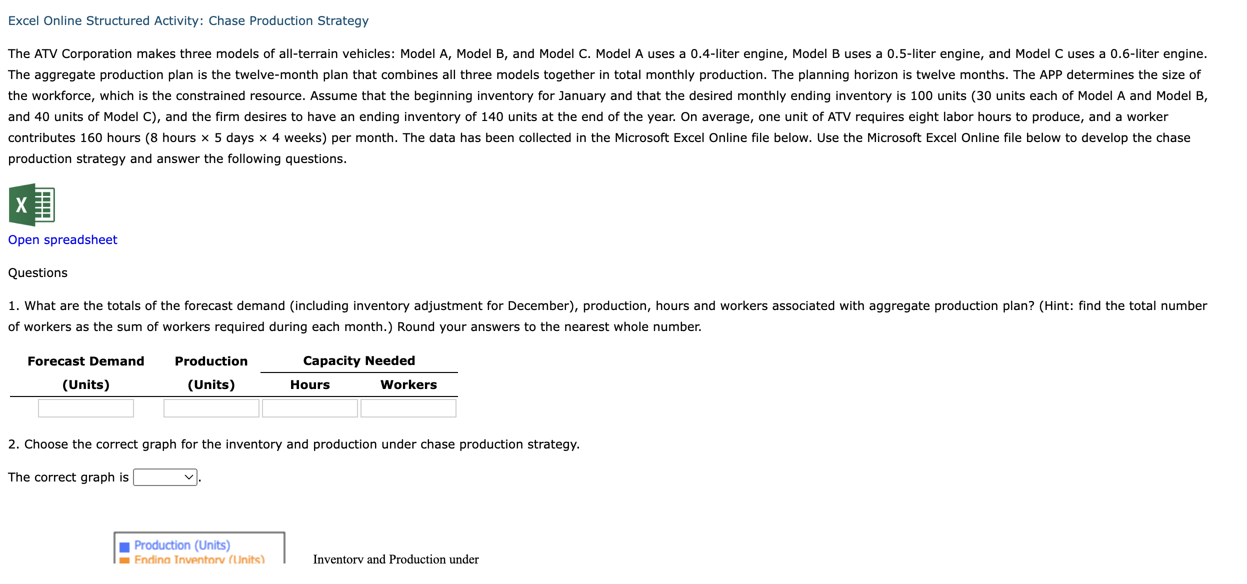Solved Excel Online Structured Activity: Chase Production | Chegg.com
