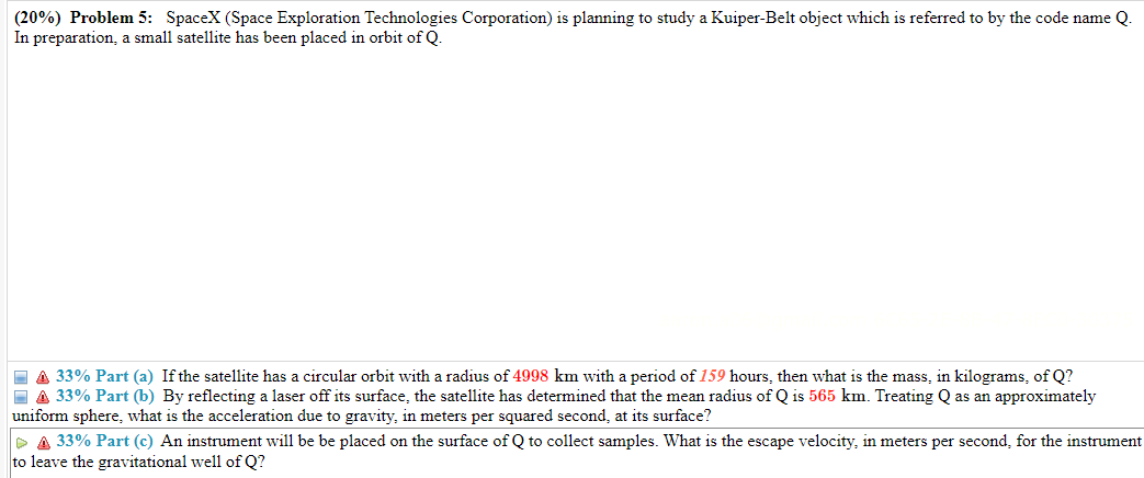 Solved (20%) Problem 5: SpaceX (Space Exploration | Chegg.com
