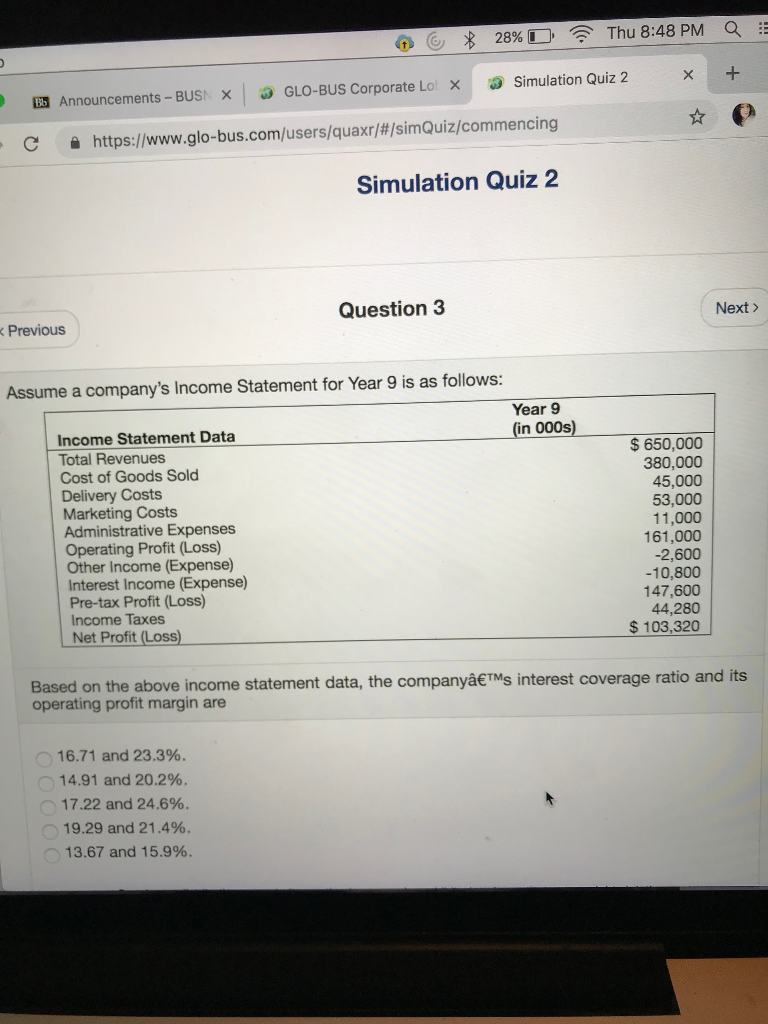 business strategy globus simulation quiz 2