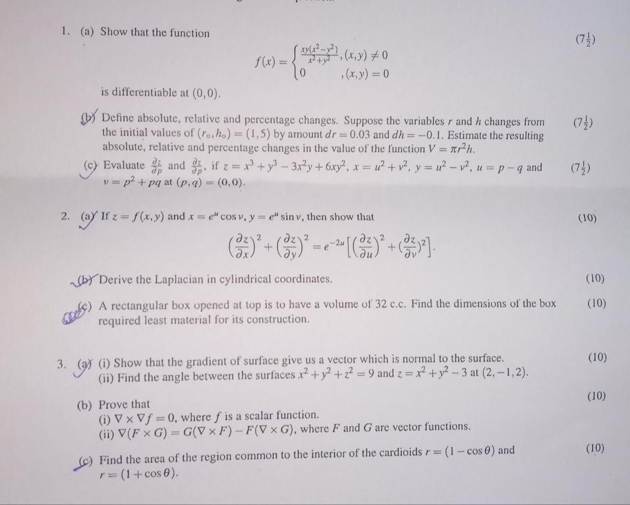 Solved 1 A Show That The Function 71 F X Y 7 Chegg Com