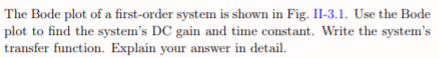 Solved The Bode plot of a first-order system is shown in | Chegg.com